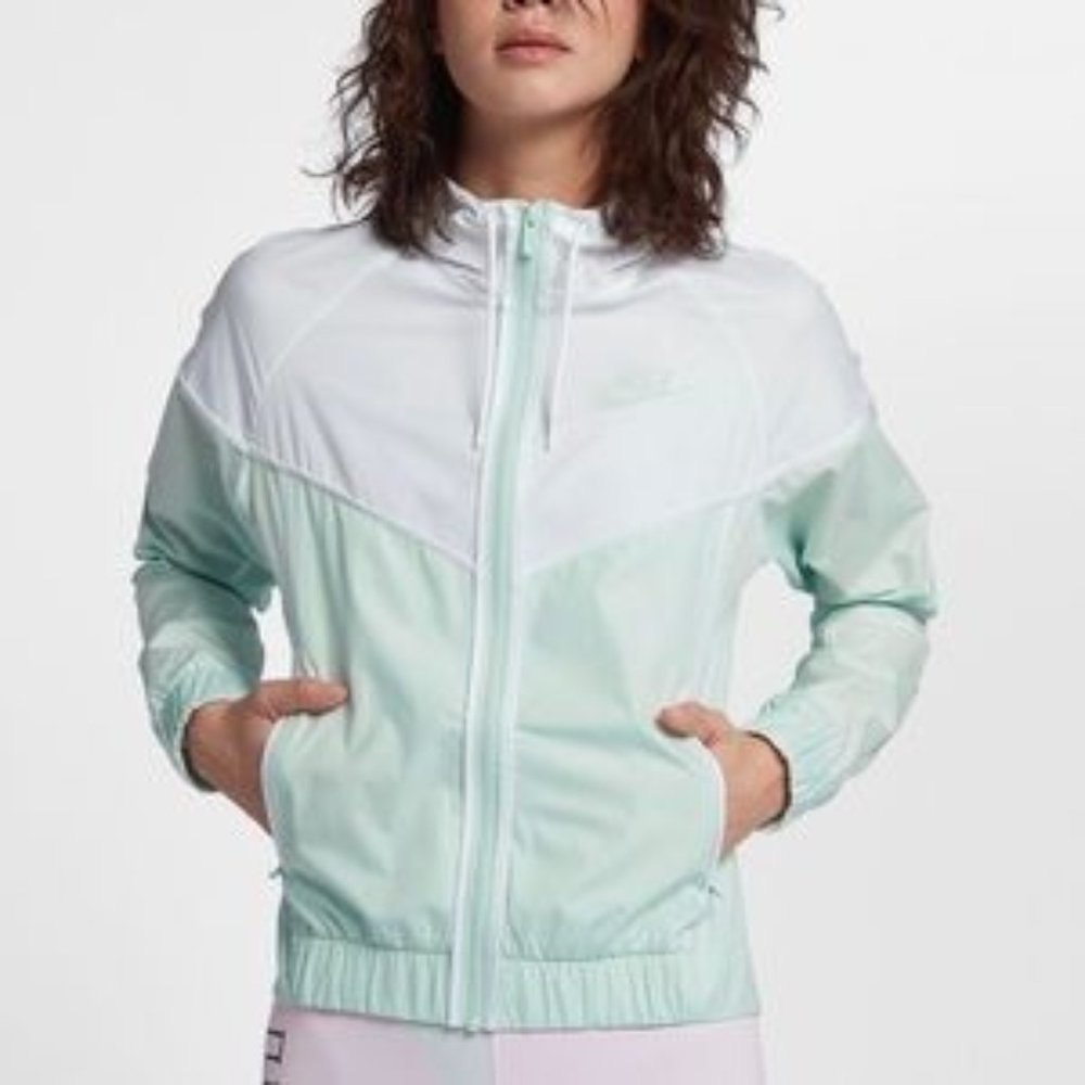 Nike White + Mint Windrunner Jacket